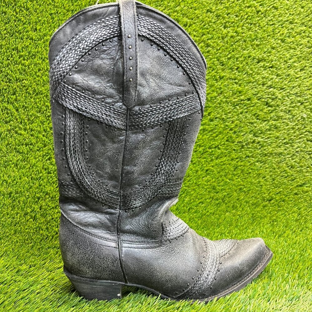 Corral‎ Braided and Studs Womens Size 9.5 Black Classic Snip Toe Western Boots